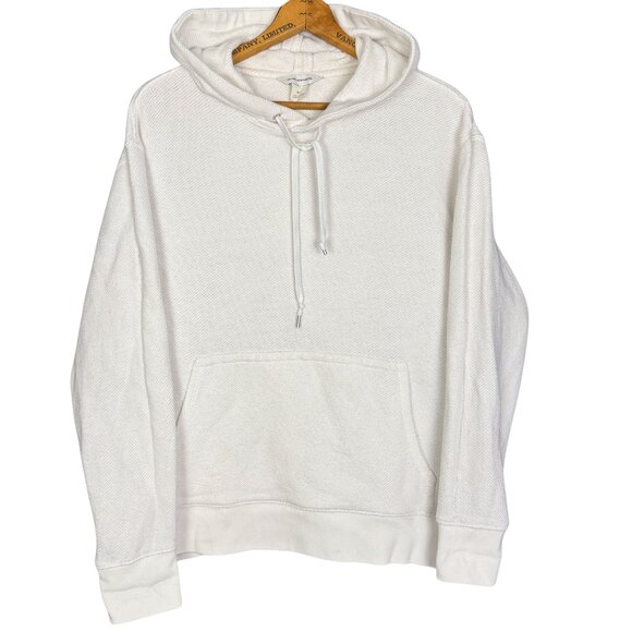 Club Monaco White Textured Waffle Knit Cotton Hoodie Sweatshirt Small - Picture 1 of 6